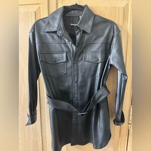 Tahari Black Faux Leather Women's Jacket XS